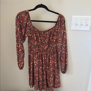 Floral burgandy dress- Perfect for Fall!